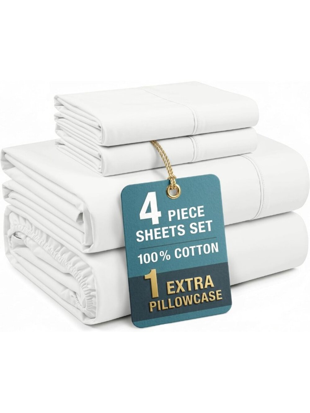100% Cotton Twin Sheet Set with 2 Pillowcases - Soft, Breathable, Deep Pocket